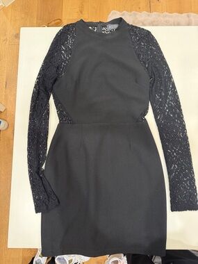 Astr Black Lace Long-Sleeve Sheath Dress